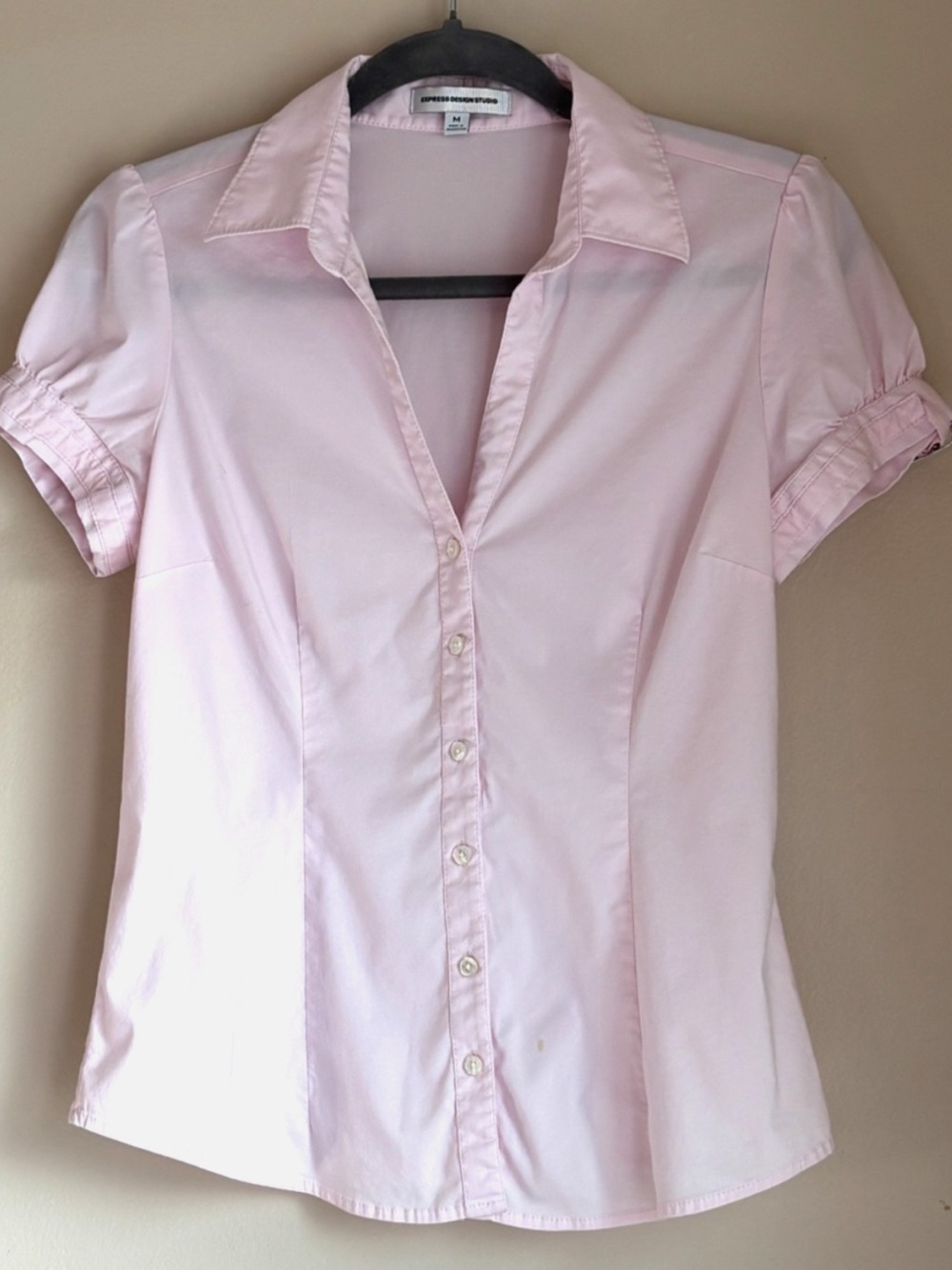 Express Design Studio Button Up Pink Shirt Women's Size Medium